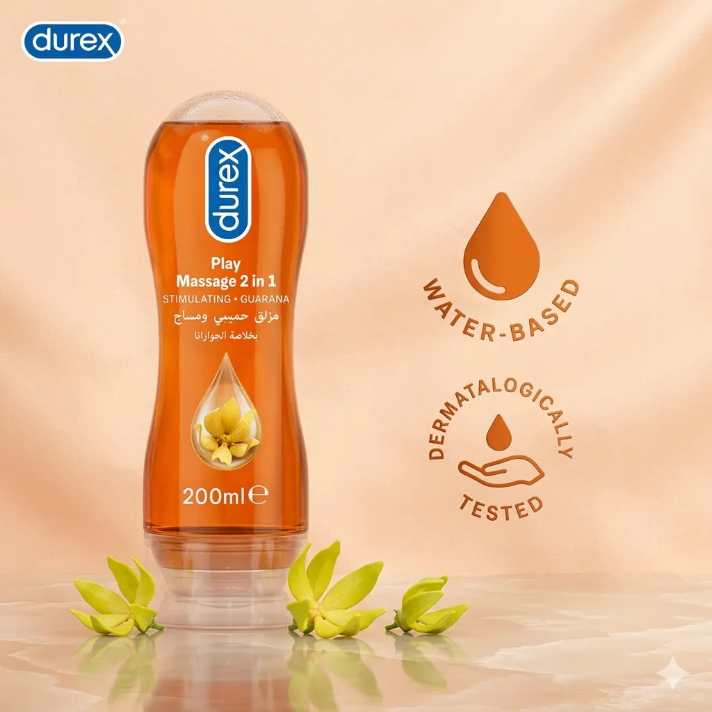 Durex Lubricant Massage Gel 200ml - 2 in 1 Stimulating Play Massage Gel